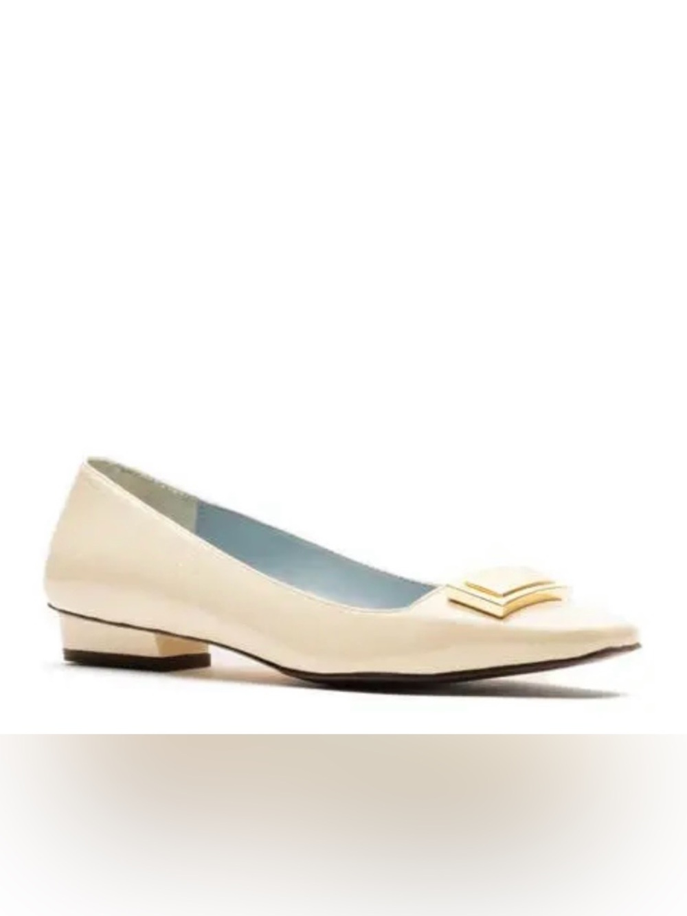 NWOB Frances Valentine Patent Cream Flats with Gold Plaque - Picture 2 of 16